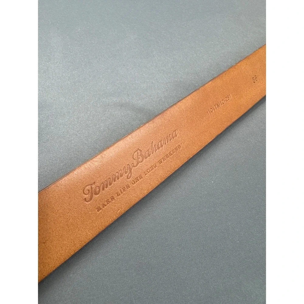 Tommy Bahama Mens Woven Embossed Leather Belt Brown 1101TM12 Size 36 NEW